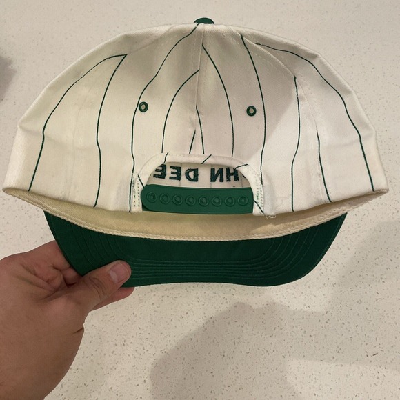 John Deere Trucker Hat K Product Snapback GREEN PinStripe RARE USA - Picture 2 of 4